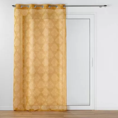 Voilage a oeillets 140 x 240 cm voile tissé appliqué Levita Ocre