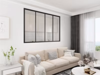 Verrière  – 4 Vitrages – L: 157cm H: 105cm – Acier Ultra Fin – Noir Mat (RAL 9005) – Livrée Montée