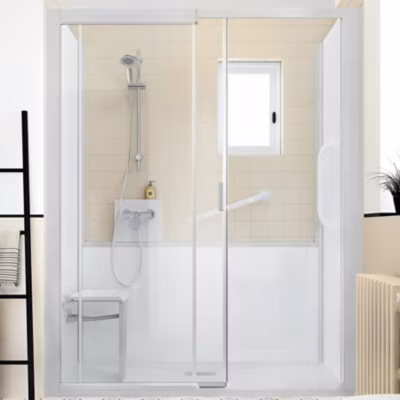 Cabine de douche Kinedo Kinemagic Design 170×80 niche basse porte coulissante transparent thermostatique