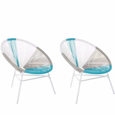 Lot de 2 chaises de jardin ACAPULCO Polyrotin Blanc