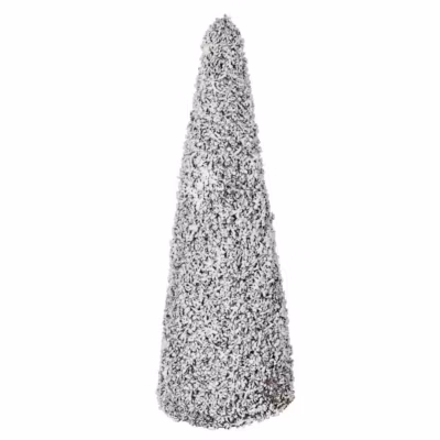 Statue Déco « Sapin Enneigé » 65cm Blanc & Marron
