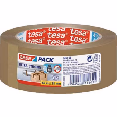 Ruban adhésif d’emballage Tesapack Ultra Strong 38 mm x 66 m marron – modèle 57175-00000-02