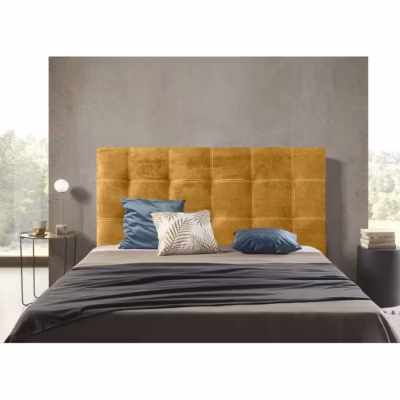 Tête de lit en tissu jaune Iris 130