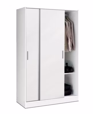 Armoire / placard de rangement de 2 portes coulissantes coloris blanc – longueur 122 x profondeur 56 x hauteur 200 cm