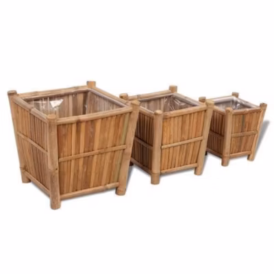 Pots de fleurs – vidaXL – 3 pcs – Bambou résistant aux intempéries – Dimensions variées – Carré