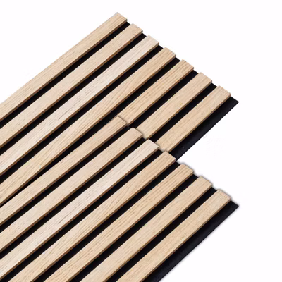 Lot de 2 panneaux tasseaux bois 250 x 30 x 1 cm – Lamelles bois placage chêne clair véritable fond noir – 1,5m²