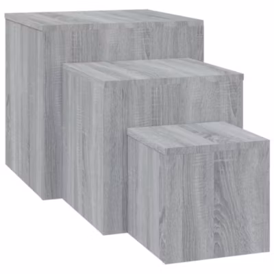 815988 vidaXL Tables d&rsquo;appoint 3 pcs Sonoma gris Bois d&rsquo;ingénierie