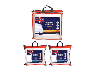 Pack DODO Couette 220 x 240 cm + 2 oreillers 60 x 60 cm – Protection anti acariens naturel -VEGETAL PROTECT
