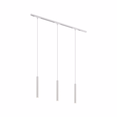 Système d&rsquo;éclairage sur rail moderne avec 3 suspensions blanches monophasé – Slimline Keno