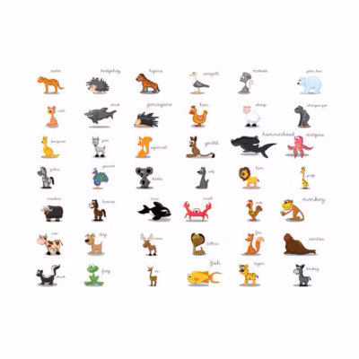 Papier peint intissé panoramique pour enfants learning by playing (animals) 200×154 cm