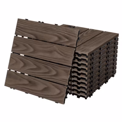 Dalles de terrasse ECD Germany WPC 30x30cm 11 pièce 1m² marron foncé système clipsable et drainage