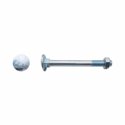 100 Boulons Tête Ronde Collet Carré TRCC 10 x 60 mm – DIN 603 – Zingué blanc – D-Work