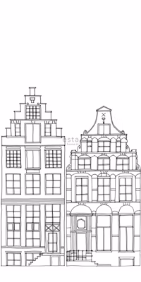ESTAhome papier peint panoramique maisons bordant les canaux d&rsquo;Amsterdam dessinées noir et blanc 150 x 279 cm