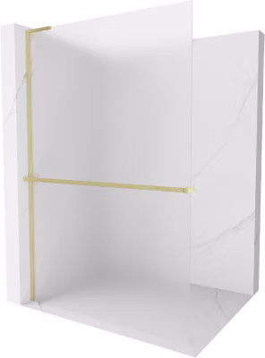 Mexen Kioto+ L paroi de douche avec étagère Walk-in 110 x 200 cm, givrée, or brossé – 800-110-123-55-30