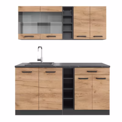 Vicco Cuisine Chêne doré/anthracite 160cm , PT Anthracite