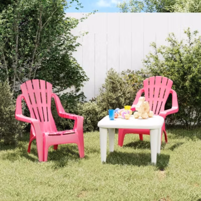 Chaises de jardin pour enfants lot de 2,Chaise d&rsquo;extérieur,Chaise de terrasse rose 37x34x44 cm PP