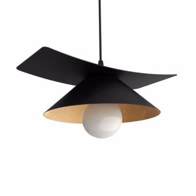 LUMICOM – MILLER Suspension, 1X E27, max 42W, métal, noir mat/feuille d&rsquo;or, D.25cm