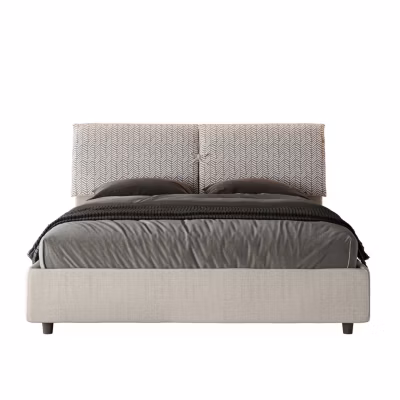Lit coffre capitonné 160×190 Aragona 1 tissu Mados blanc
