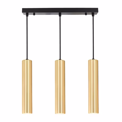 ALPINALUZ Suspension Linéaire Triple Design Minimaliste avec Tubes de 30cm Douille GU10Doré