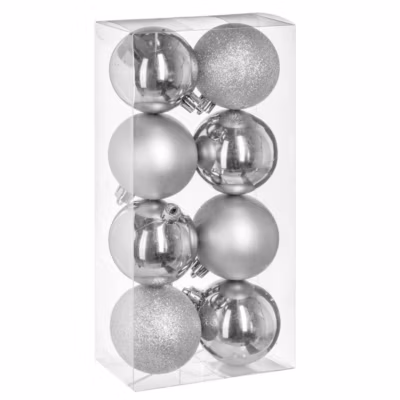 Boules de noël colorama de noël lot de 8 en plastique recyclé d7cm – feeric lights & christmas