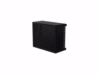 Cache Clim et PAC  Structure Aluminium  Couleur Noir Taille L H 96  L 114  P 56   71 cm + 15 cm réglable