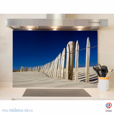 Crédence cuisine fond de hotte Plage de Ganivelles – Verre trempé – L 90 cm x H 60 cm – MaCrédenceDéco