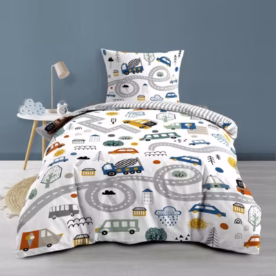 Housse de couette 140×200 + 1 taie BOLIDE 100% coton