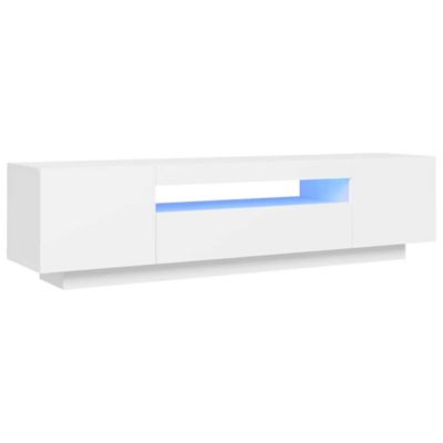 Prolenta Premium –  Meuble TV avec lumières LED blanc 160x35x40 cm