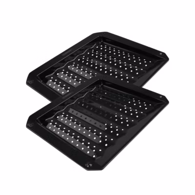 Lot de 2 plaques pâtisserie et cuisson 33/38 cm en acier émaillé FM Professional Barbecue