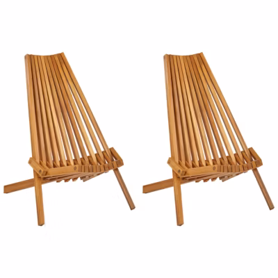 Lot de 2 chaises de jardin BELLANO Acacia Marron
