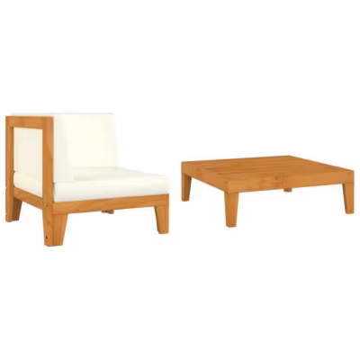 vidaXL Salon de jardin 2 pcs avec coussins Bois d&rsquo;acacia solide