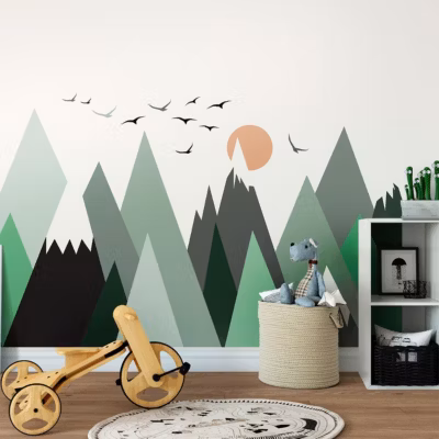Stickers enfant montagnes scandinaves nebraska 120 x 180 cm