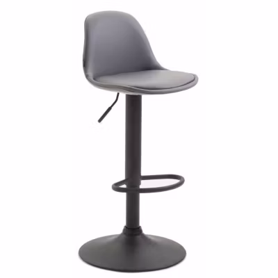 Tabouret de bar Kiel CLP simili cuir gris réglable