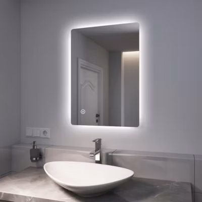 EMKE Miroir LED de Salle de Bain 50 x 70 cm,  Antibuée, Interrupteur Tactile,  Intensité réglable 3 Températures