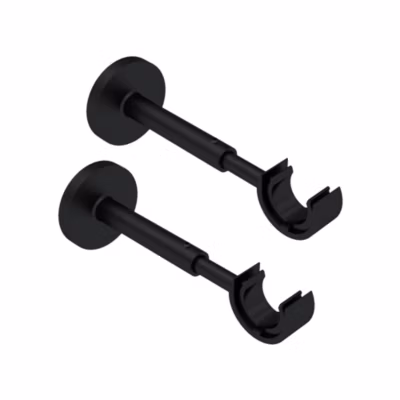 2 supports muraux pour tringle à rideaux D28 mm, saillie extensible 110 à 160 mm, Noir Mat