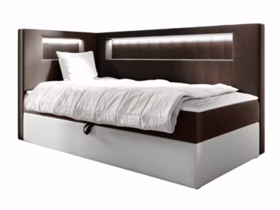 Lit continental Baltimore 172, Unique, Marron, Faux cuir, Disponible