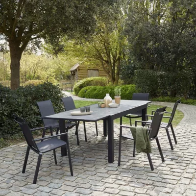 Salon de jardin en aluminium et textilène 6/10 places