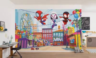 Papier peint panoramique sur intissée de Komar – Marvel Spidey And His Amazing Friends Theme Park – Taille: 400 x 250 cm