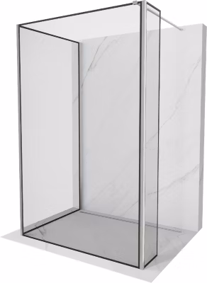 Mexen Kioto paroi de douche Walk-in 110 x 70 x 30 cm, cadre noir, nickel brossé – 800-110-070-221-97-70-030