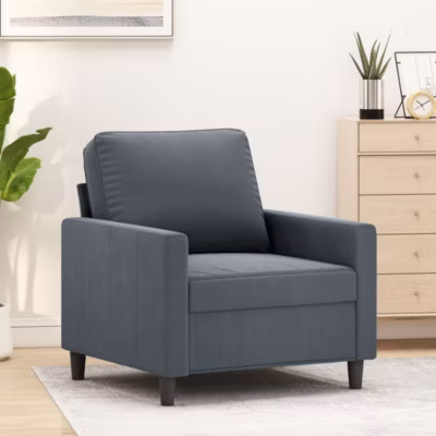 ZMH Fauteuil Gris foncé 60 cm Velours