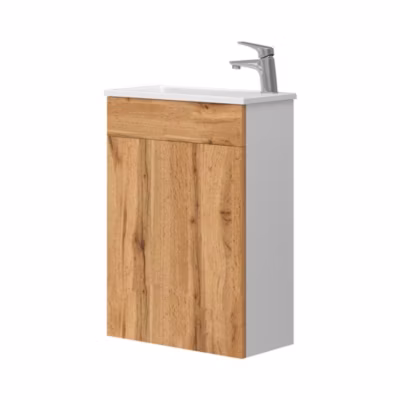 Vicco Ensemble de meubles de salle de bain Chêne de force doré 2 parties, avec lavabo