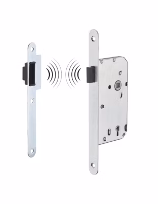 Serrure encastrable magnétique à clé pour porte de chambre, axe 50mm, bouts ronds, 1 clé – THIRARD