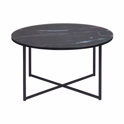 Table basse ronde effet marbre en verre et métal ALYSÉ