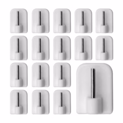 20 Crochets Autocollants, Blanc, Support de Tringle pour Fenêtre ou Porte Fenêtre
