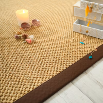 Tapis sisal – Kidara chaume – Ganse marron – 200 x 200 cm