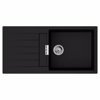 Evier 1 bac avec égouttoir 980 HANSGROHE S52 synthèse noir