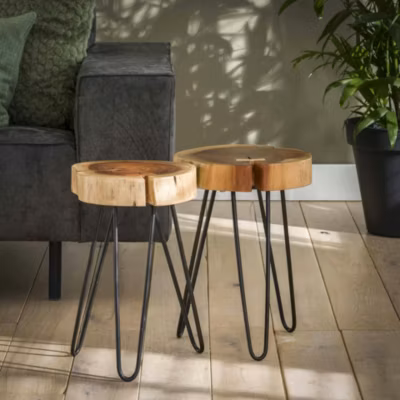 Table d&rsquo;appoint tronc d&rsquo;arbre acacia CANADA