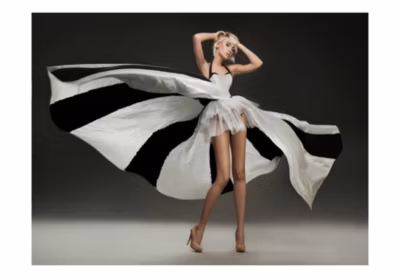 Papier peint intissé panoramique personnes belle femme blonde à la robe merveilleuse 250×193 cm