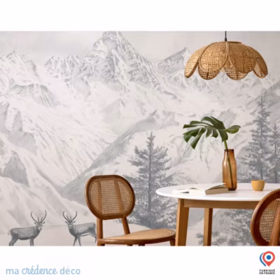 Papier peint Chaine du mont-blanc et chamois 3 – Intissé – 400 cm – 280 cm – MaCrédenceDéco