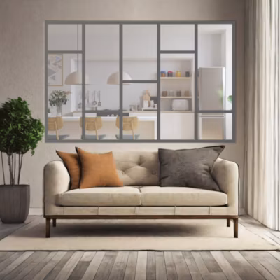 Verrière Loft 5 sections – L x H : 200 x 150 cm – Laqué brun 2650 granité – vitrages inclus